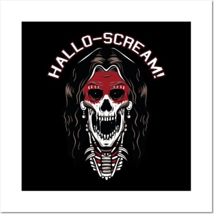 Scary Halloween Skeleton Skull Head Horror Trick Or Treat Posters and Art